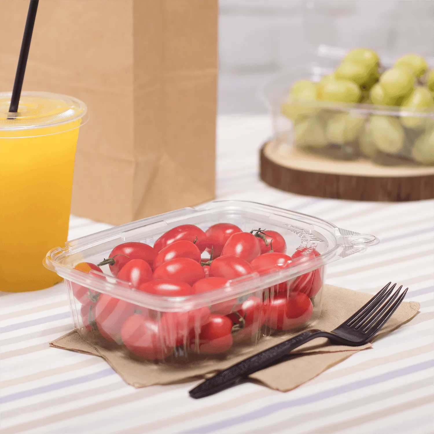 [200 sets] 24 oz PET Plastic Tamper Resistant Hinged Deli Containers with Lid