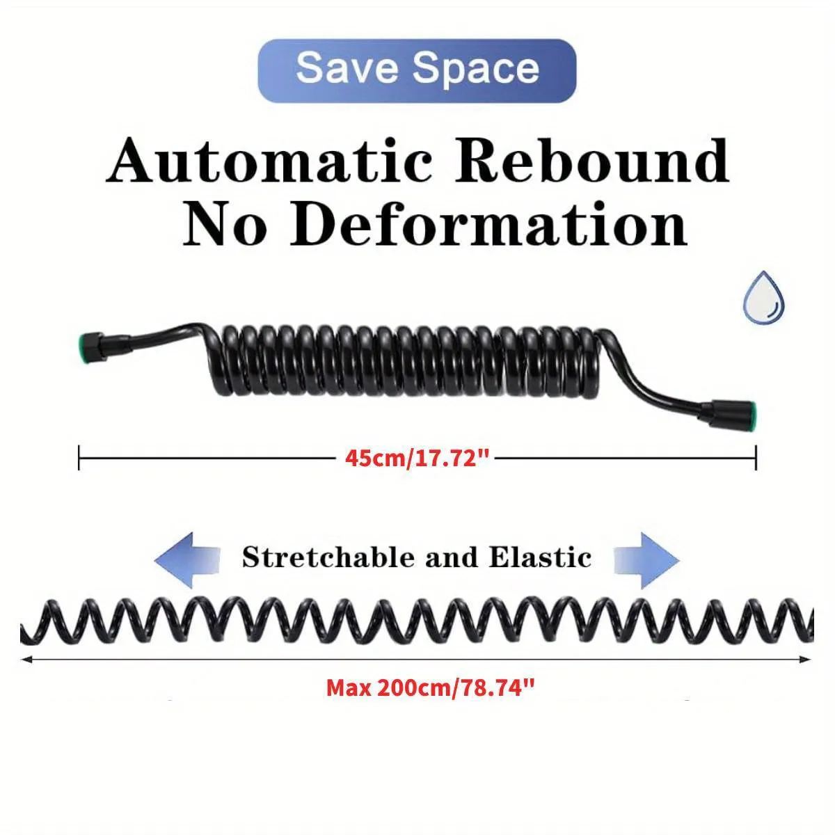 2M Spring Flexible Shower Hose, PU Flexible Telescopic Shower Hose, Bidet Sprayer Tube Hose for Toilet Faucet, Bidet Sprayer, Hand Shower, Basin faucet showers