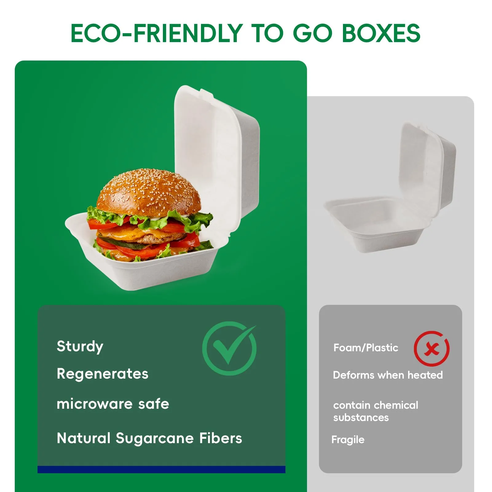 Compostable Clamshell Take Out Food Containers