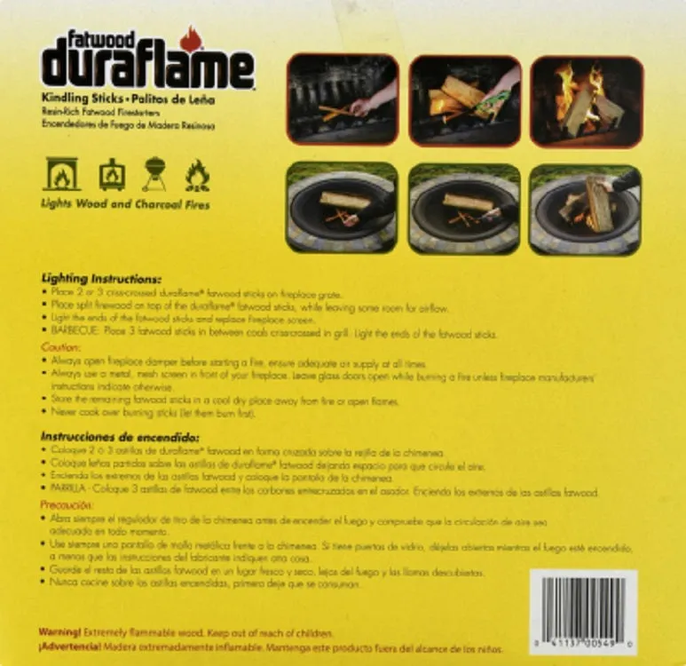 Duraflame 04549 5 LB Box Of 100 % Natural Fire Starter Kindling Sticks - Quantity of 8