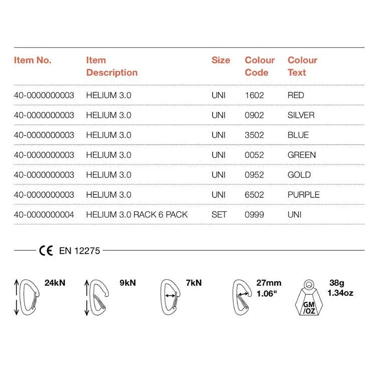 Helium 3.0 Wire Gate Carabiner